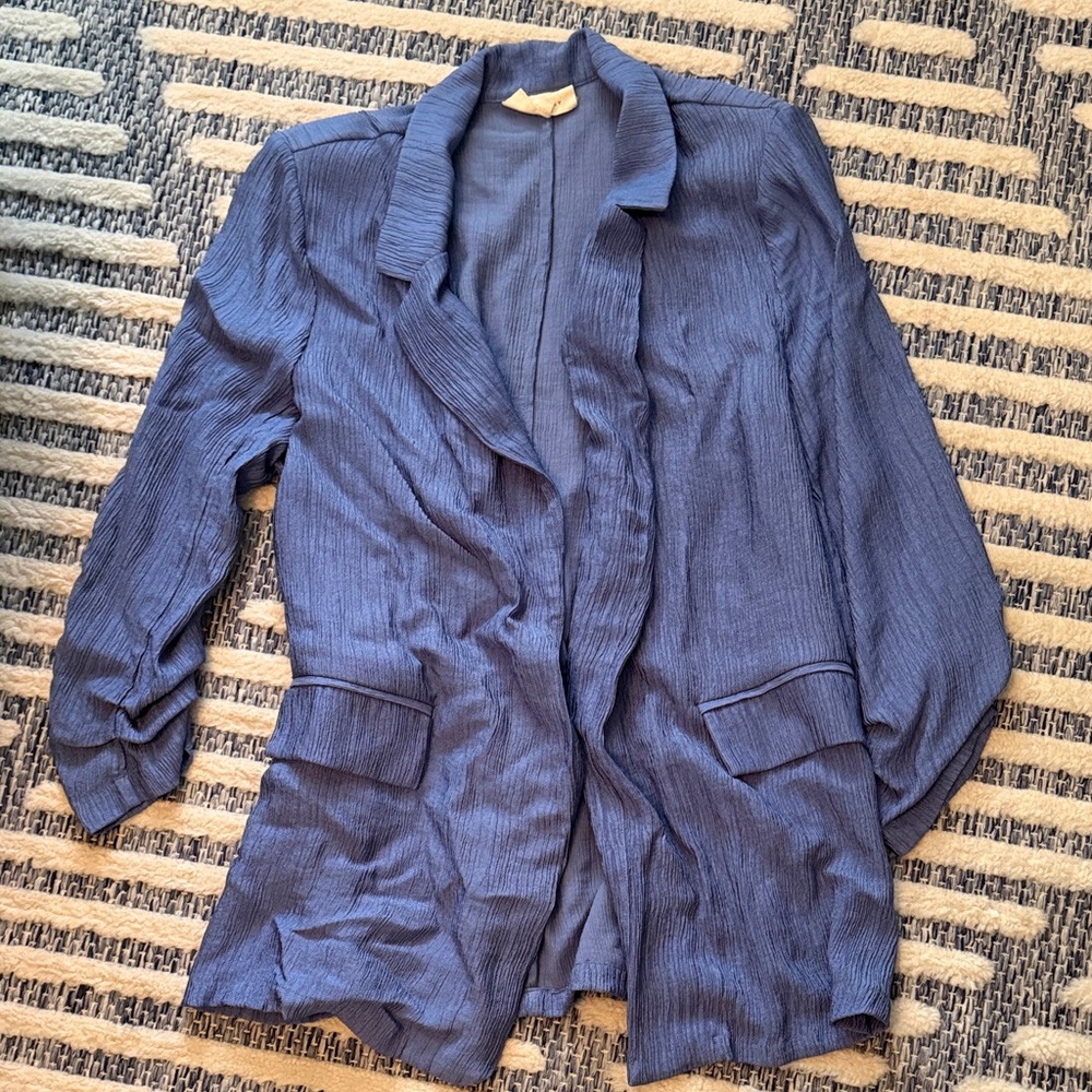 MELLODAY Textured Blue Blazer
